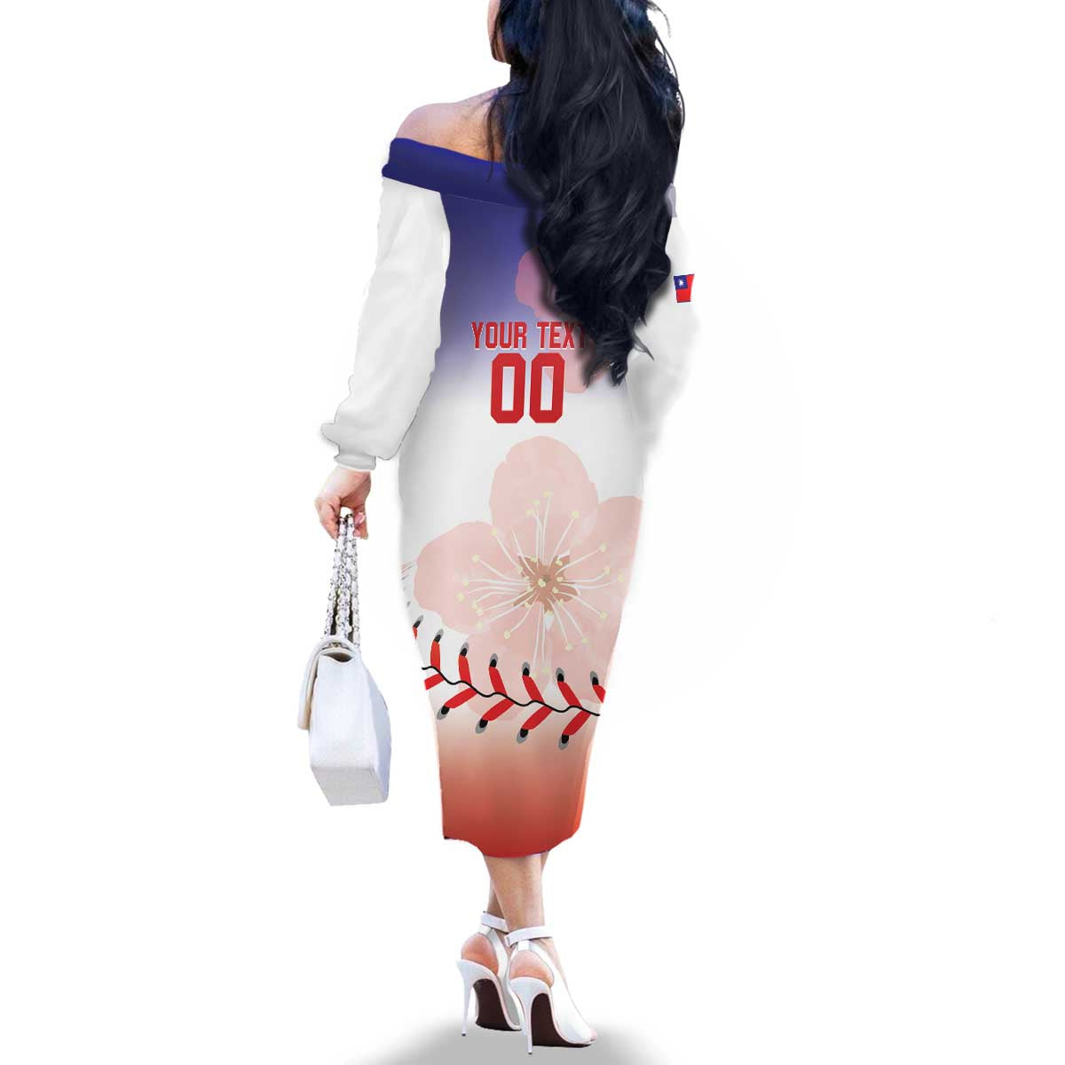 Custom Baseball Chinese Taipei Family Matching Off The Shoulder Long Sleeve Dress and Hawaiian Shirt National Plum Blossom - Dynamic Style - Wonder Print Shop