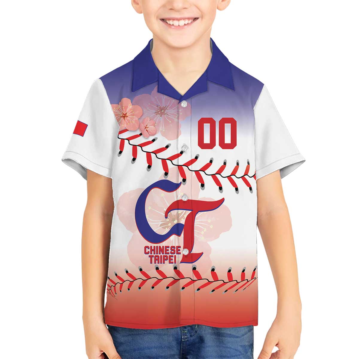 Custom Baseball Chinese Taipei Family Matching Off The Shoulder Long Sleeve Dress and Hawaiian Shirt National Plum Blossom - Dynamic Style - Wonder Print Shop