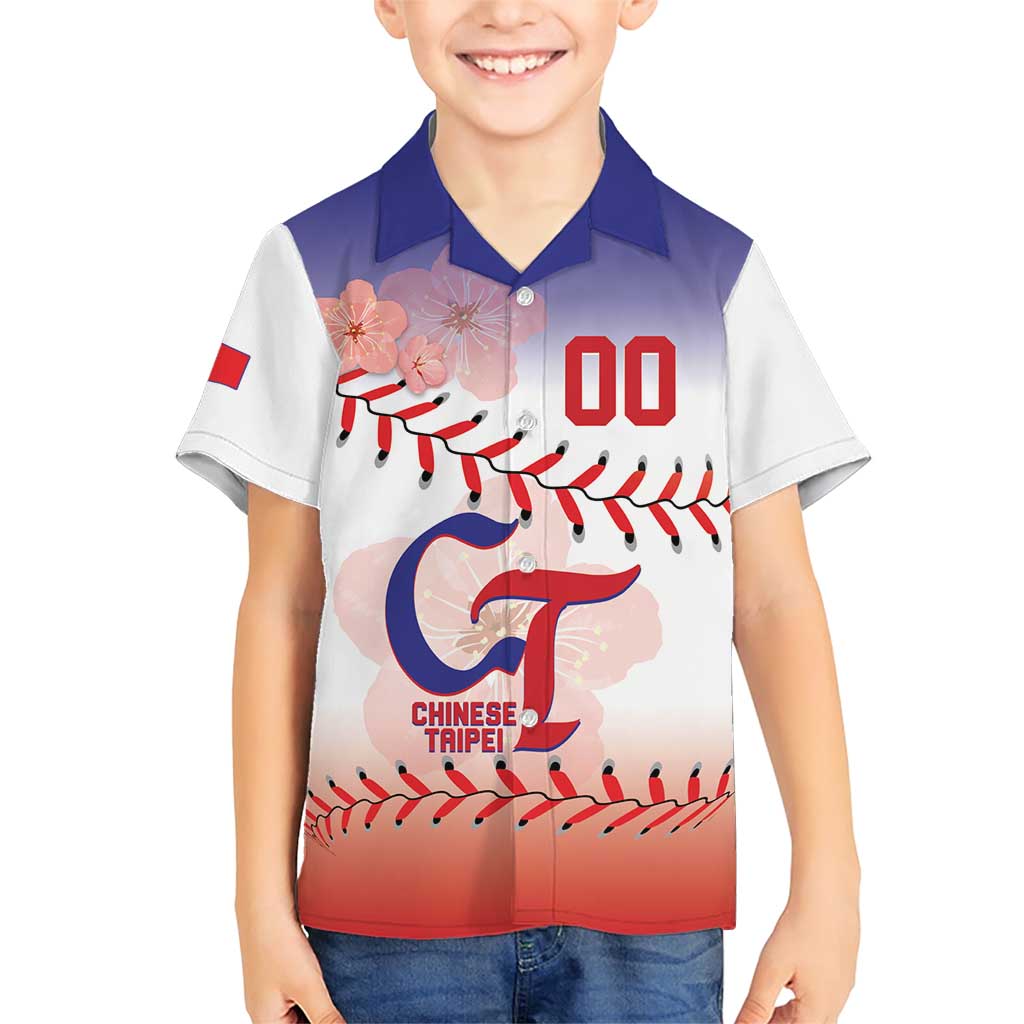 Custom Baseball Chinese Taipei Family Matching Short Sleeve Bodycon Dress and Hawaiian Shirt National Plum Blossom - Dynamic Style - Wonder Print Shop