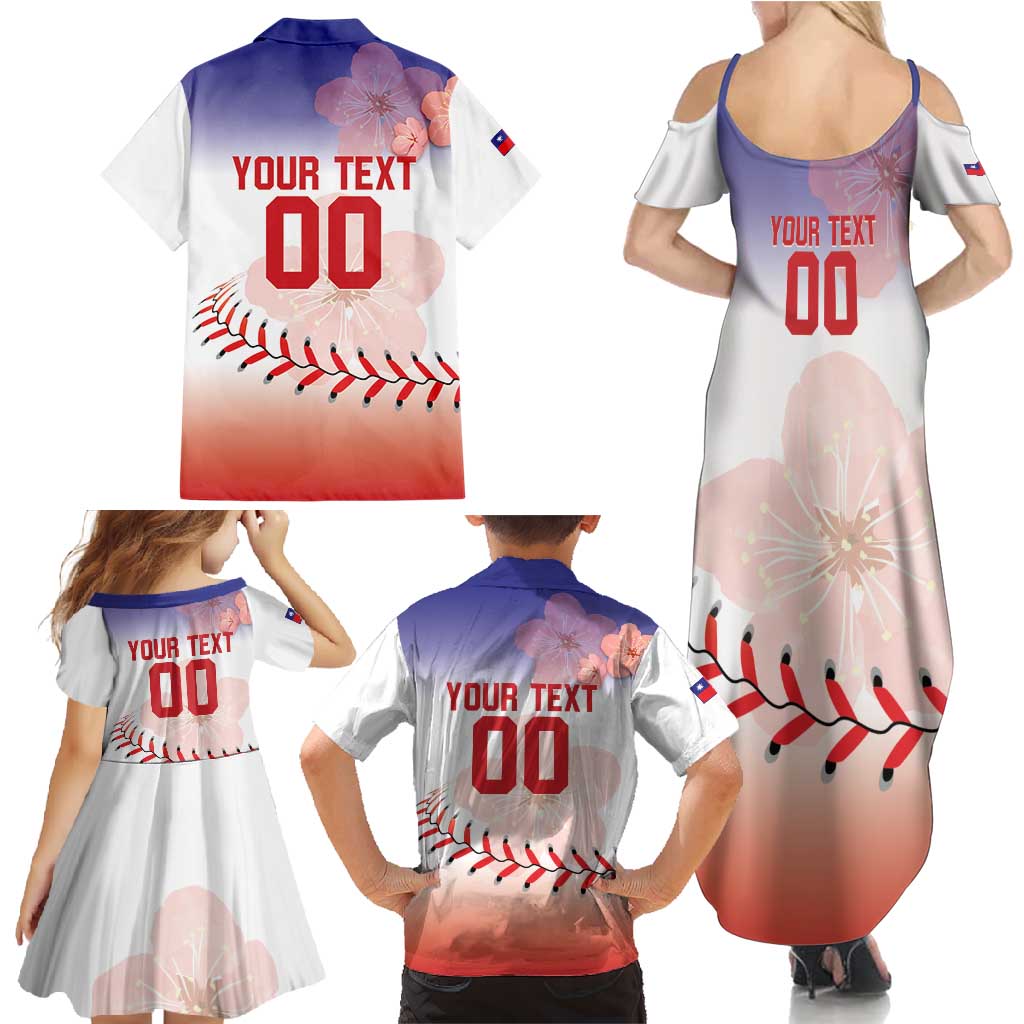 Custom Baseball Chinese Taipei Family Matching Summer Maxi Dress and Hawaiian Shirt National Plum Blossom - Dynamic Style - Wonder Print Shop