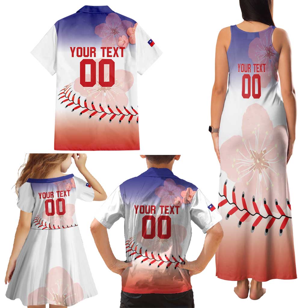 Custom Baseball Chinese Taipei Family Matching Tank Maxi Dress and Hawaiian Shirt National Plum Blossom - Dynamic Style - Wonder Print Shop