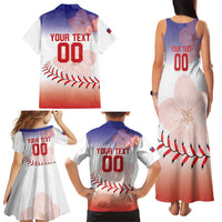 Custom Baseball Chinese Taipei Family Matching Tank Maxi Dress and Hawaiian Shirt National Plum Blossom - Dynamic Style - Wonder Print Shop