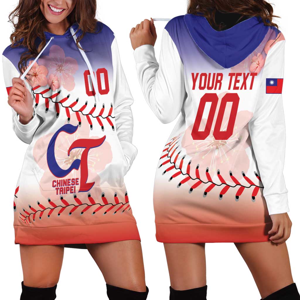 Custom Baseball Chinese Taipei Hoodie Dress National Plum Blossom - Dynamic Style - Wonder Print Shop