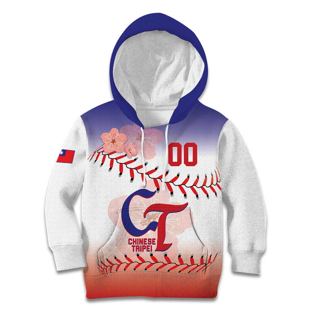 Custom Baseball Chinese Taipei Kid Hoodie National Plum Blossom - Dynamic Style - Wonder Print Shop