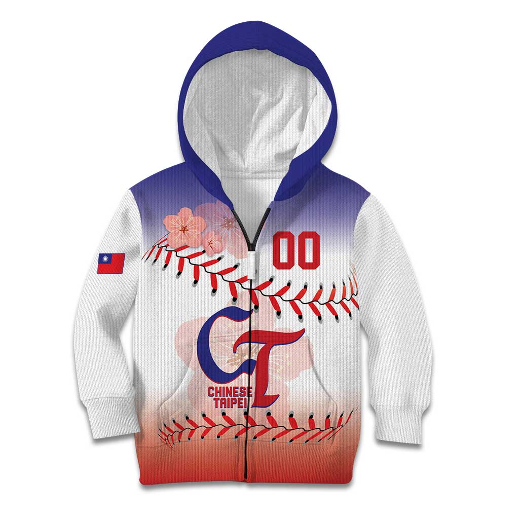 Custom Baseball Chinese Taipei Kid Hoodie National Plum Blossom - Dynamic Style - Wonder Print Shop