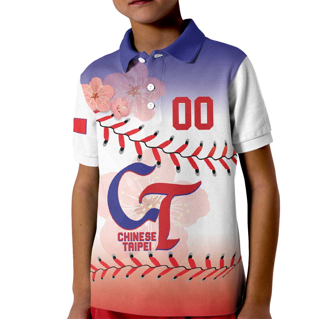Custom Baseball Chinese Taipei Kid Polo Shirt National Plum Blossom - Dynamic Style - Wonder Print Shop