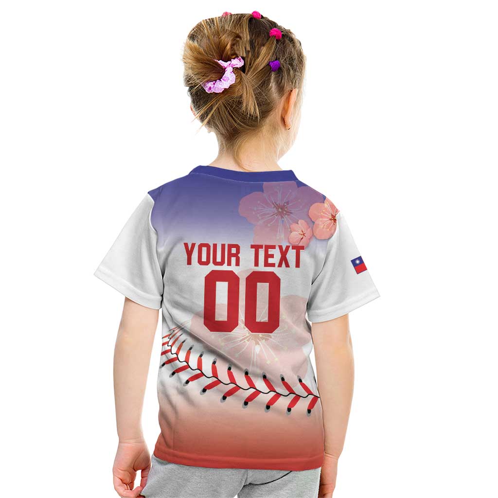 Custom Baseball Chinese Taipei Kid T Shirt National Plum Blossom - Dynamic Style - Wonder Print Shop