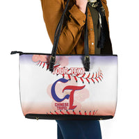 Custom Baseball Chinese Taipei Leather Tote Bag National Plum Blossom - Dynamic Style - Wonder Print Shop