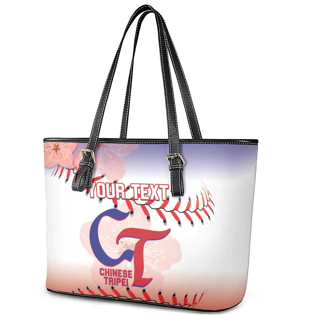 Custom Baseball Chinese Taipei Leather Tote Bag National Plum Blossom - Dynamic Style - Wonder Print Shop