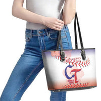 Custom Baseball Chinese Taipei Leather Tote Bag National Plum Blossom - Dynamic Style - Wonder Print Shop