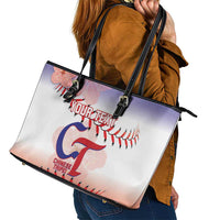 Custom Baseball Chinese Taipei Leather Tote Bag National Plum Blossom - Dynamic Style - Wonder Print Shop