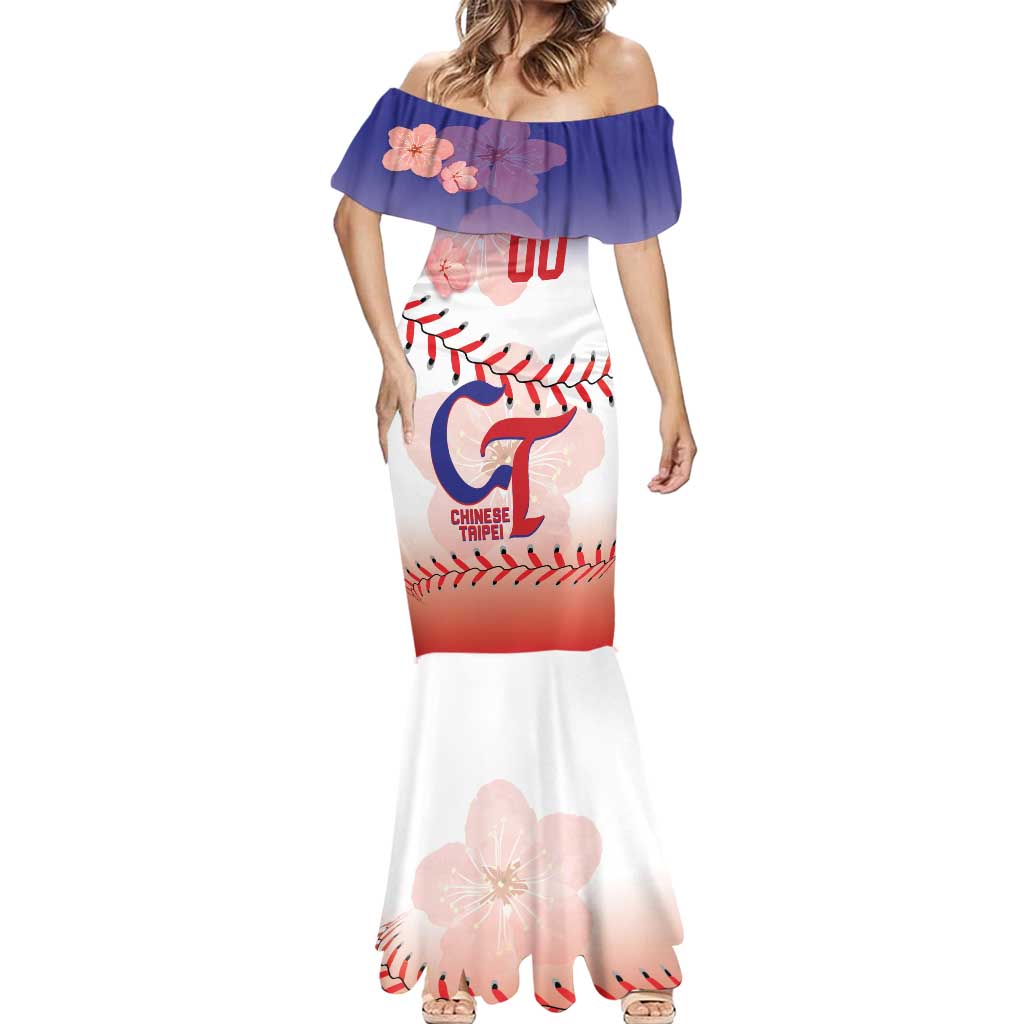 Custom Baseball Chinese Taipei Mermaid Dress National Plum Blossom - Dynamic Style - Wonder Print Shop