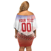 Custom Baseball Chinese Taipei Off Shoulder Short Dress National Plum Blossom - Dynamic Style - Wonder Print Shop