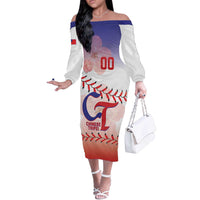 Custom Baseball Chinese Taipei Off The Shoulder Long Sleeve Dress National Plum Blossom - Dynamic Style - Wonder Print Shop