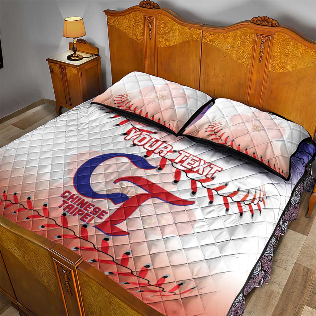 Custom Baseball Chinese Taipei Quilt Bed Set National Plum Blossom - Dynamic Style - Wonder Print Shop