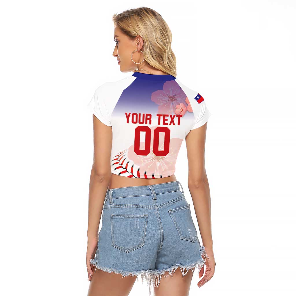 Custom Baseball Chinese Taipei Raglan Cropped T Shirt National Plum Blossom - Dynamic Style - Wonder Print Shop