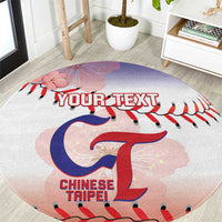 Custom Baseball Chinese Taipei Round Carpet National Plum Blossom - Dynamic Style
