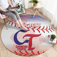 Custom Baseball Chinese Taipei Round Carpet National Plum Blossom - Dynamic Style