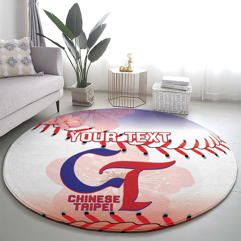 Custom Baseball Chinese Taipei Round Carpet National Plum Blossom - Dynamic Style