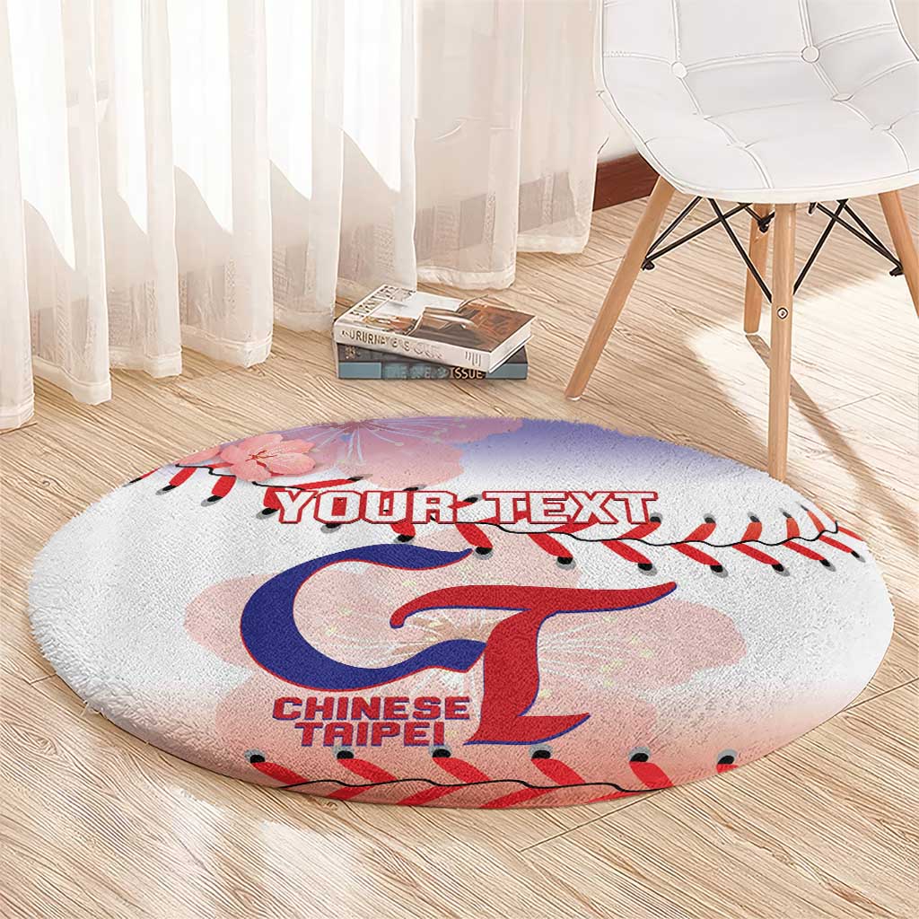 Custom Baseball Chinese Taipei Round Carpet National Plum Blossom - Dynamic Style
