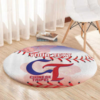 Custom Baseball Chinese Taipei Round Carpet National Plum Blossom - Dynamic Style