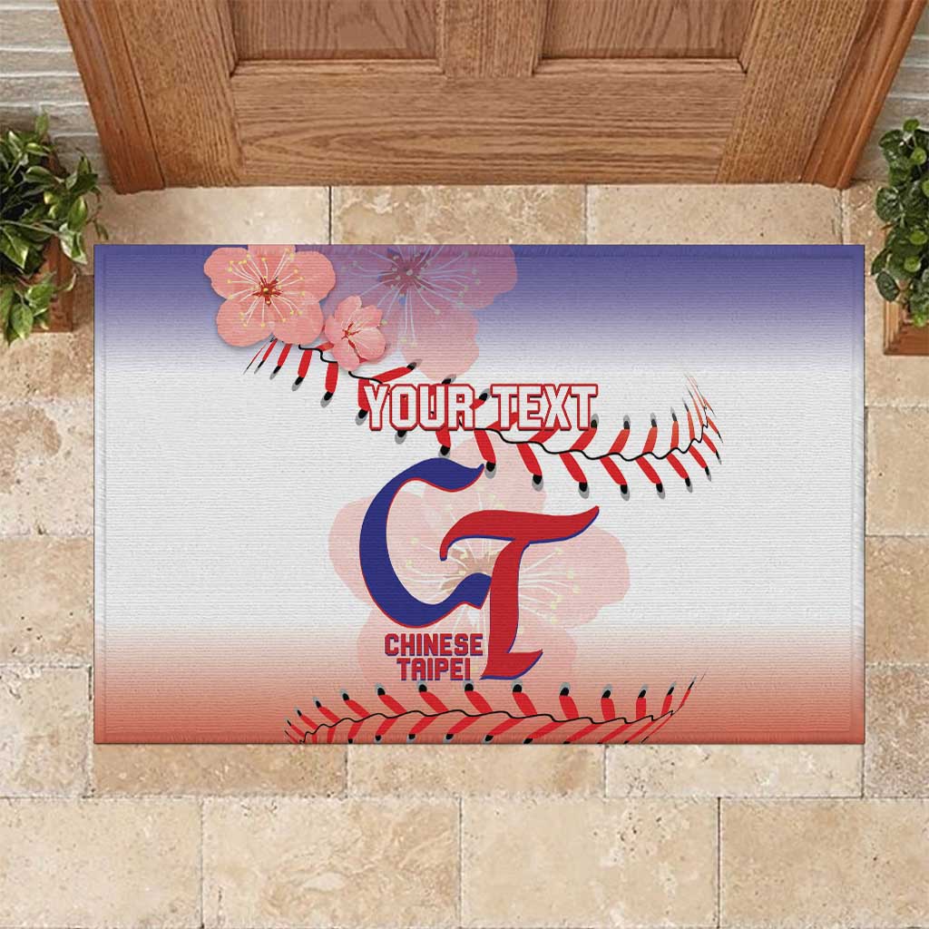 Custom Baseball Chinese Taipei Rubber Doormat National Plum Blossom - Dynamic Style - Wonder Print Shop