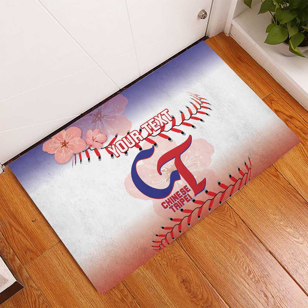 Custom Baseball Chinese Taipei Rubber Doormat National Plum Blossom - Dynamic Style - Wonder Print Shop