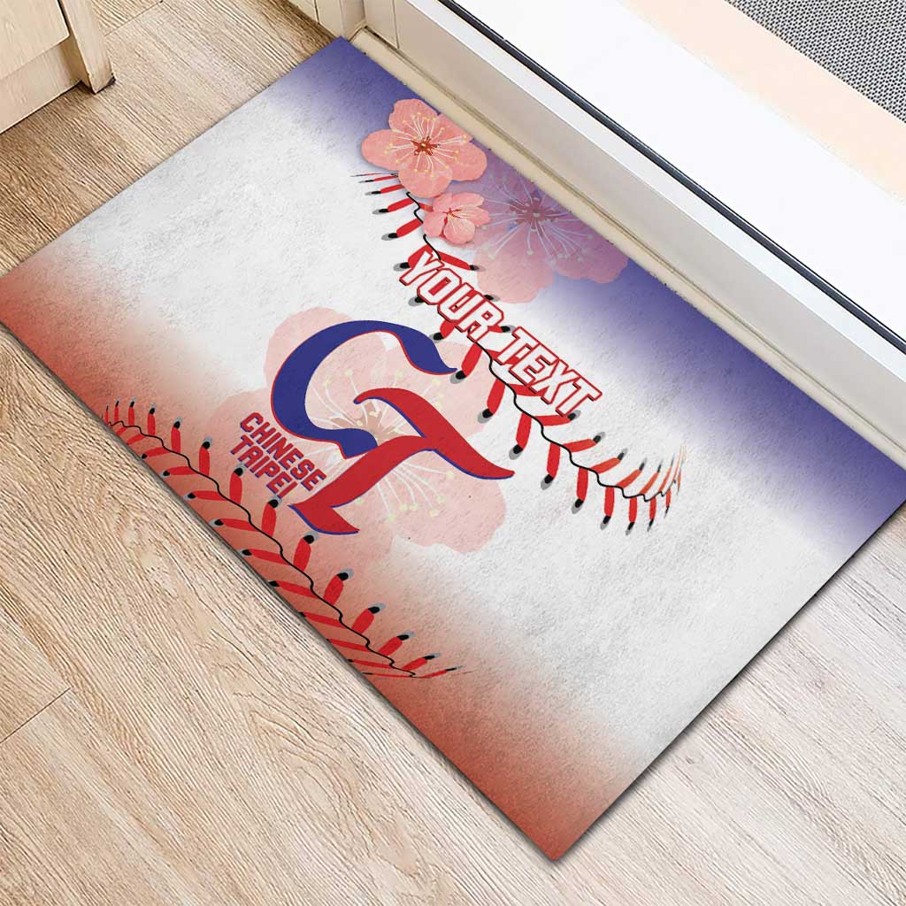 Custom Baseball Chinese Taipei Rubber Doormat National Plum Blossom - Dynamic Style - Wonder Print Shop