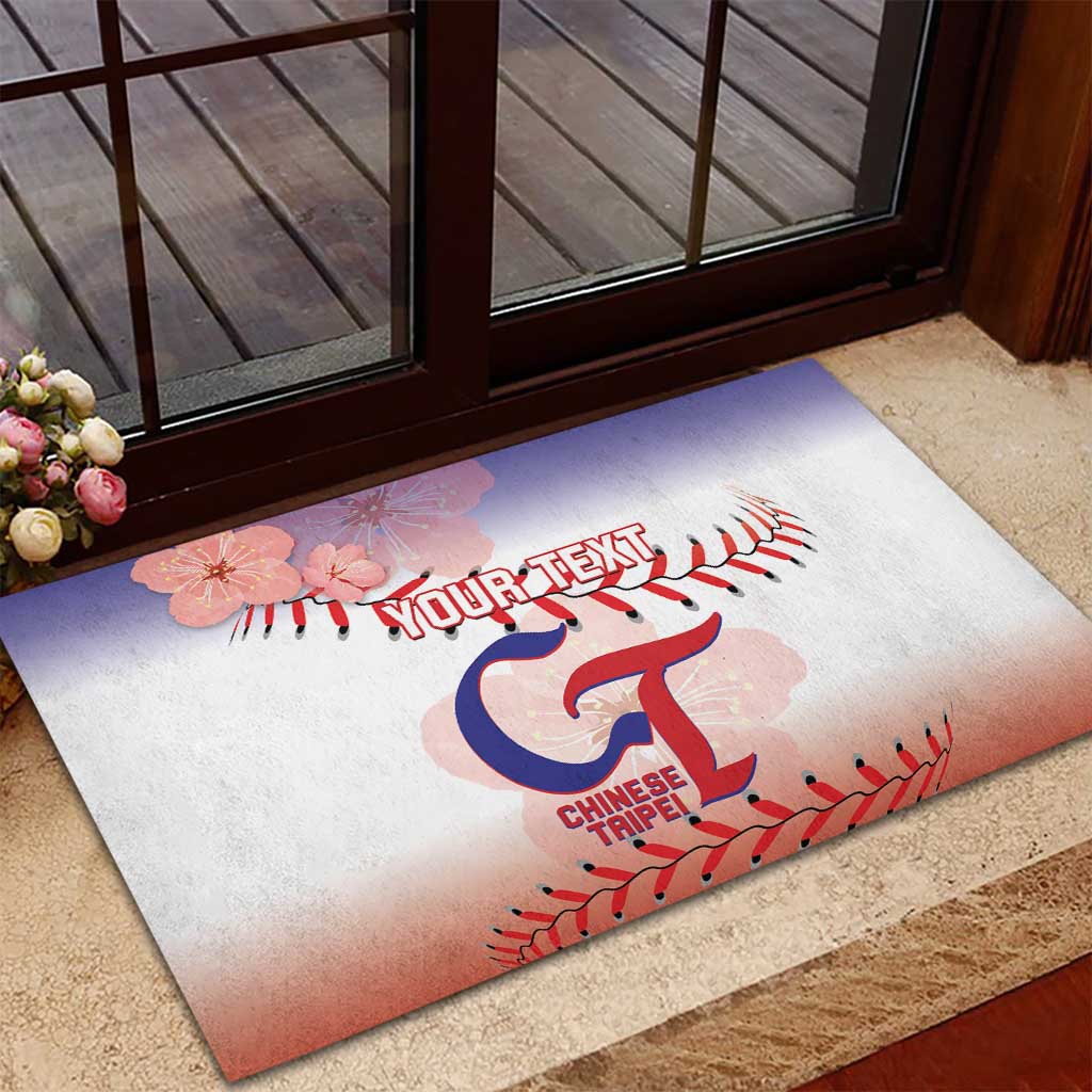 Custom Baseball Chinese Taipei Rubber Doormat National Plum Blossom - Dynamic Style - Wonder Print Shop