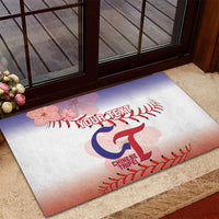 Custom Baseball Chinese Taipei Rubber Doormat National Plum Blossom - Dynamic Style - Wonder Print Shop