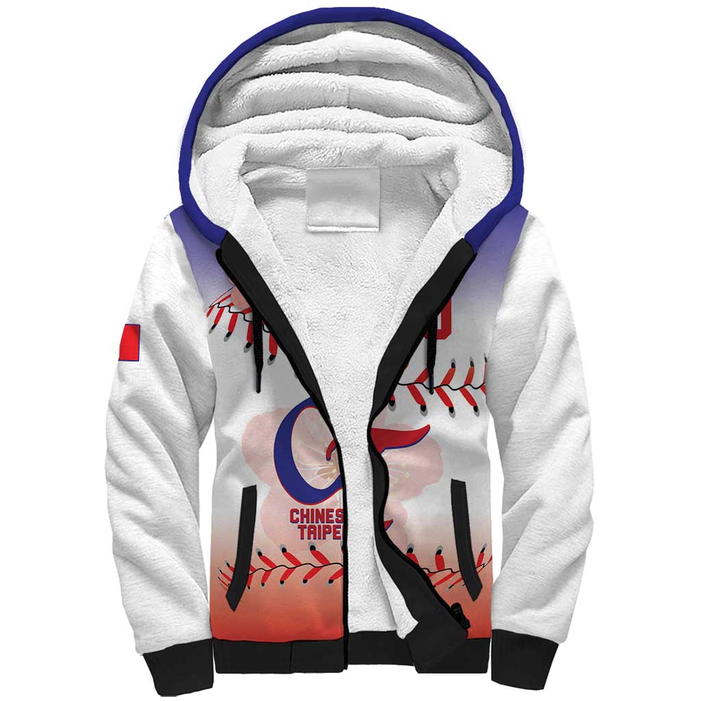 Custom Baseball Chinese Taipei Sherpa Hoodie National Plum Blossom - Dynamic Style - Wonder Print Shop