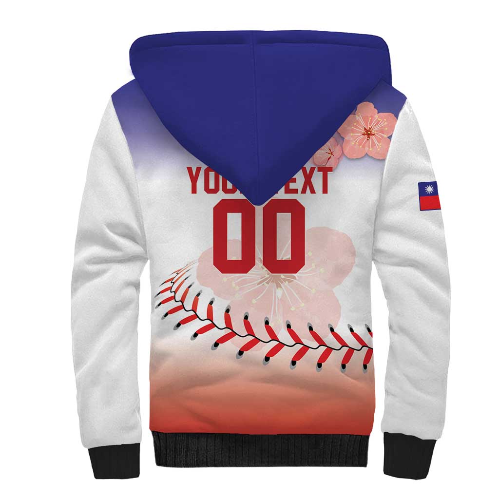 Custom Baseball Chinese Taipei Sherpa Hoodie National Plum Blossom - Dynamic Style - Wonder Print Shop
