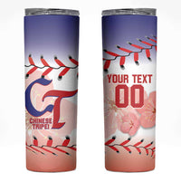 Custom Baseball Chinese Taipei Skinny Tumbler National Plum Blossom - Dynamic Style - Wonder Print Shop