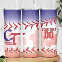 Custom Baseball Chinese Taipei Skinny Tumbler National Plum Blossom - Dynamic Style - Wonder Print Shop