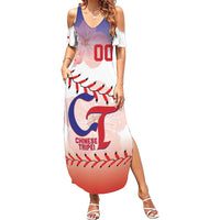 Custom Baseball Chinese Taipei Summer Maxi Dress National Plum Blossom - Dynamic Style - Wonder Print Shop
