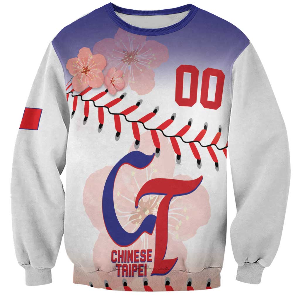 Custom Baseball Chinese Taipei Sweatshirt National Plum Blossom - Dynamic Style - Wonder Print Shop
