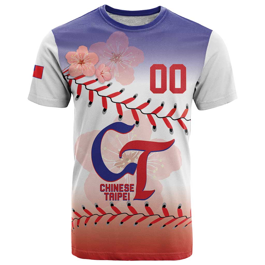 Custom Baseball Chinese Taipei T Shirt National Plum Blossom - Dynamic Style - Wonder Print Shop