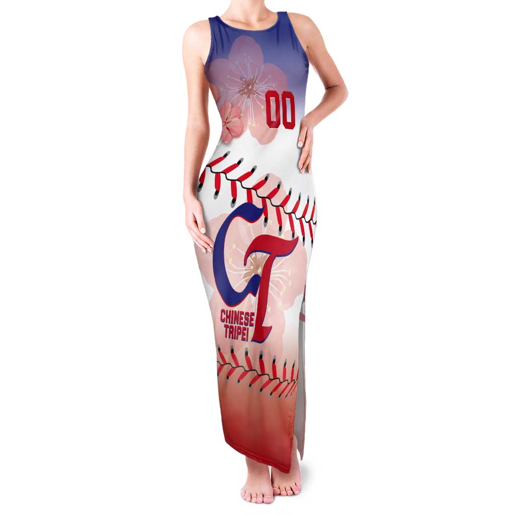Custom Baseball Chinese Taipei Tank Maxi Dress National Plum Blossom - Dynamic Style - Wonder Print Shop