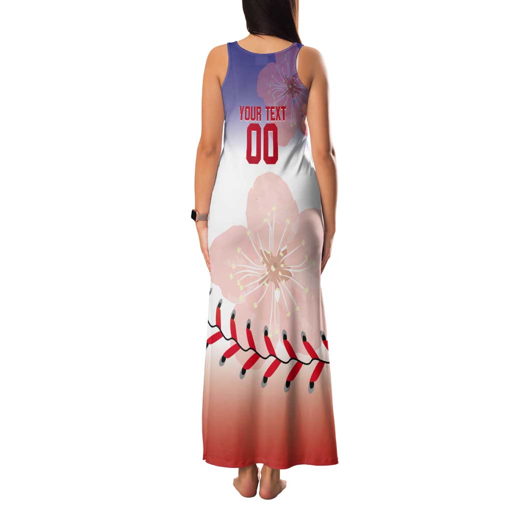 Custom Baseball Chinese Taipei Tank Maxi Dress National Plum Blossom - Dynamic Style - Wonder Print Shop