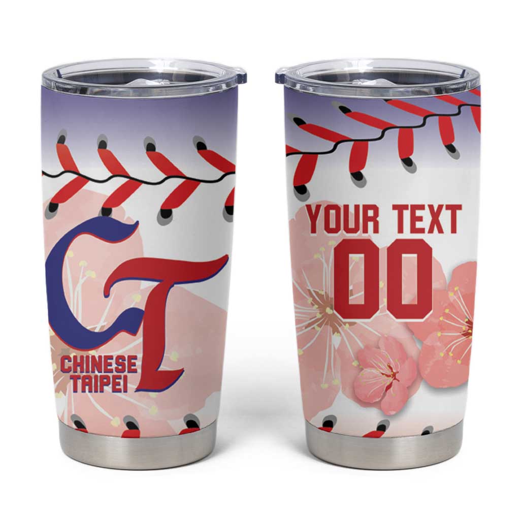 Custom Baseball Chinese Taipei Tumbler Cup National Plum Blossom - Dynamic Style - Wonder Print Shop