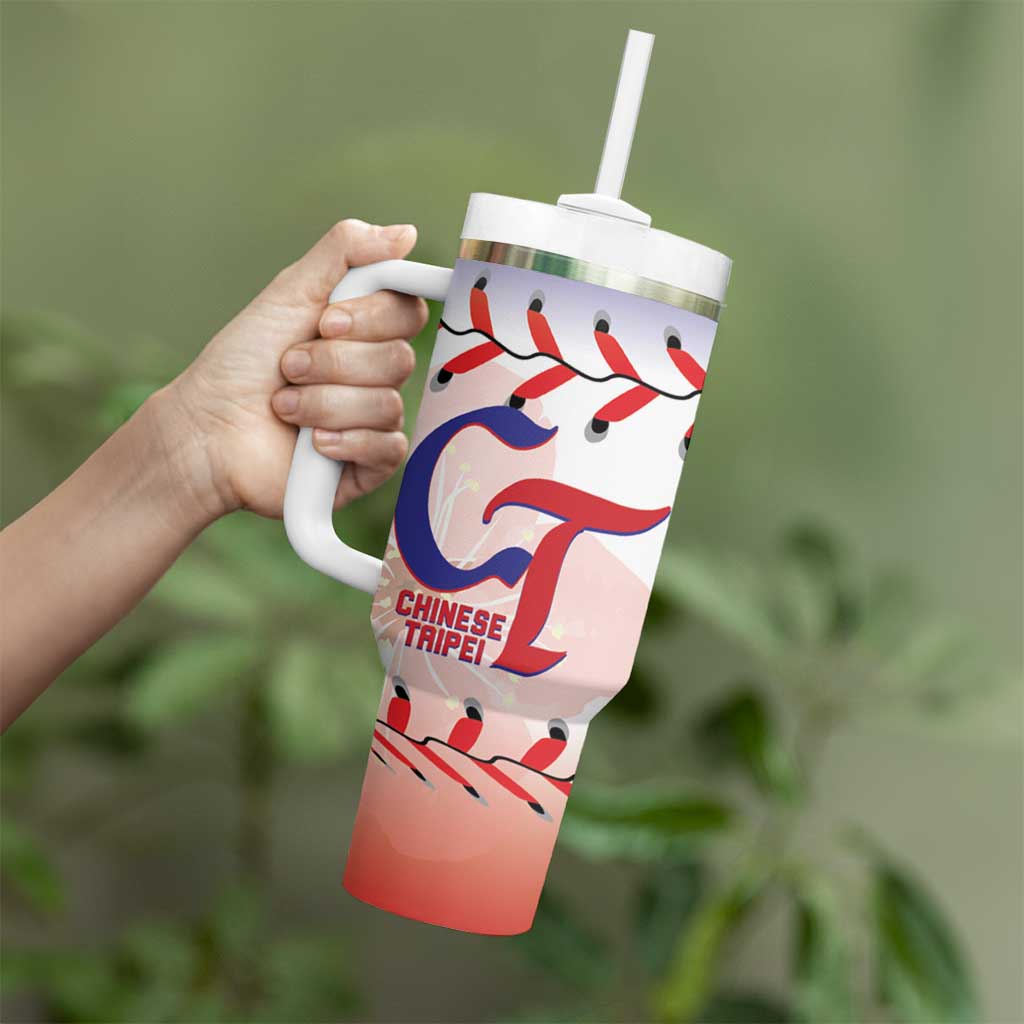 Custom Baseball Chinese Taipei Tumbler With Handle National Plum Blossom - Dynamic Style - Wonder Print Shop