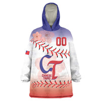 Custom Baseball Chinese Taipei Wearable Blanket Hoodie National Plum Blossom - Dynamic Style - Wonder Print Shop