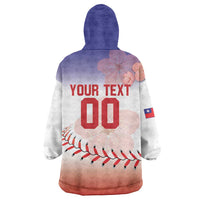 Custom Baseball Chinese Taipei Wearable Blanket Hoodie National Plum Blossom - Dynamic Style - Wonder Print Shop