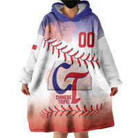 Custom Baseball Chinese Taipei Wearable Blanket Hoodie National Plum Blossom - Dynamic Style - Wonder Print Shop