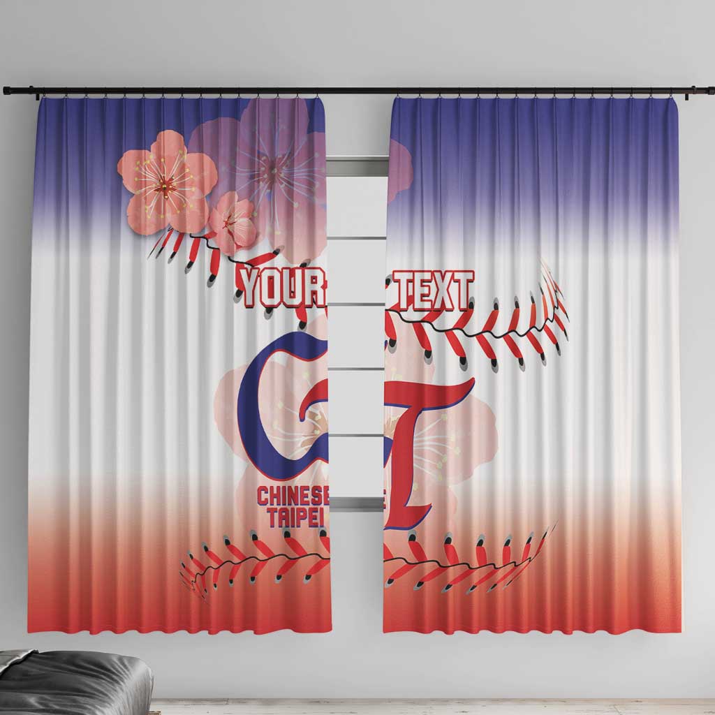 Custom Baseball Chinese Taipei Window Curtain National Plum Blossom - Dynamic Style - Wonder Print Shop