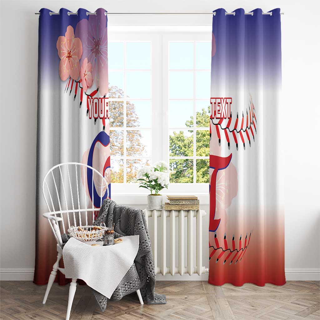 Custom Baseball Chinese Taipei Window Curtain National Plum Blossom - Dynamic Style - Wonder Print Shop