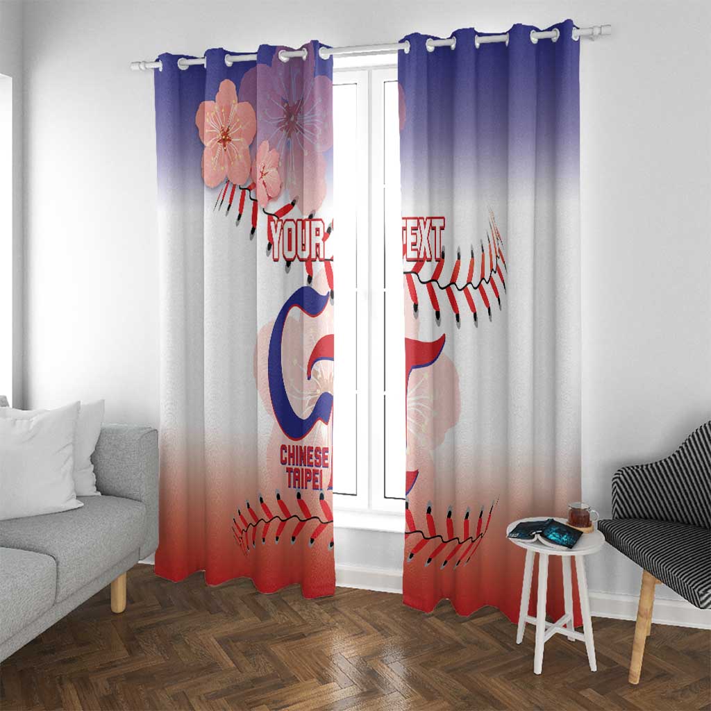 Custom Baseball Chinese Taipei Window Curtain National Plum Blossom - Dynamic Style - Wonder Print Shop