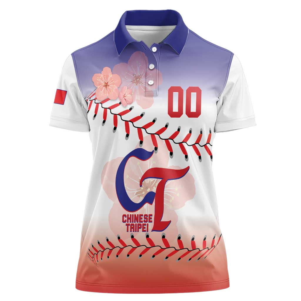Custom Baseball Chinese Taipei Women Polo Shirt National Plum Blossom - Dynamic Style - Wonder Print Shop