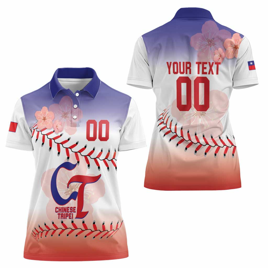 Custom Baseball Chinese Taipei Women Polo Shirt National Plum Blossom - Dynamic Style - Wonder Print Shop
