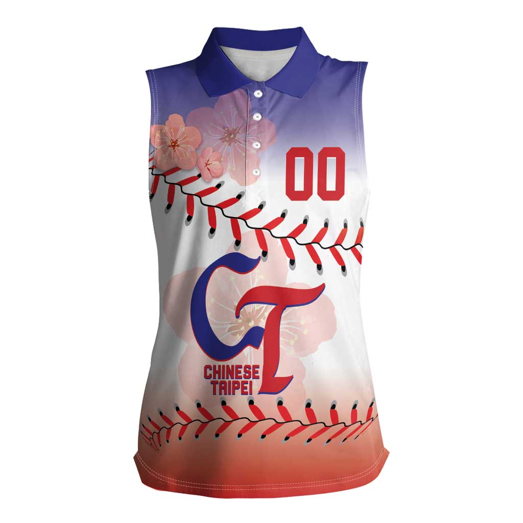 Custom Baseball Chinese Taipei Women Sleeveless Polo Shirt National Plum Blossom - Dynamic Style - Wonder Print Shop